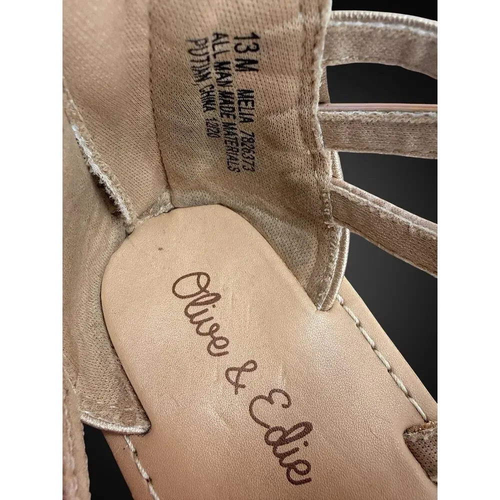 Olive & Edie Girls Strappy Gladiator Sandal US 13 Gold/Pink Ankle Zip